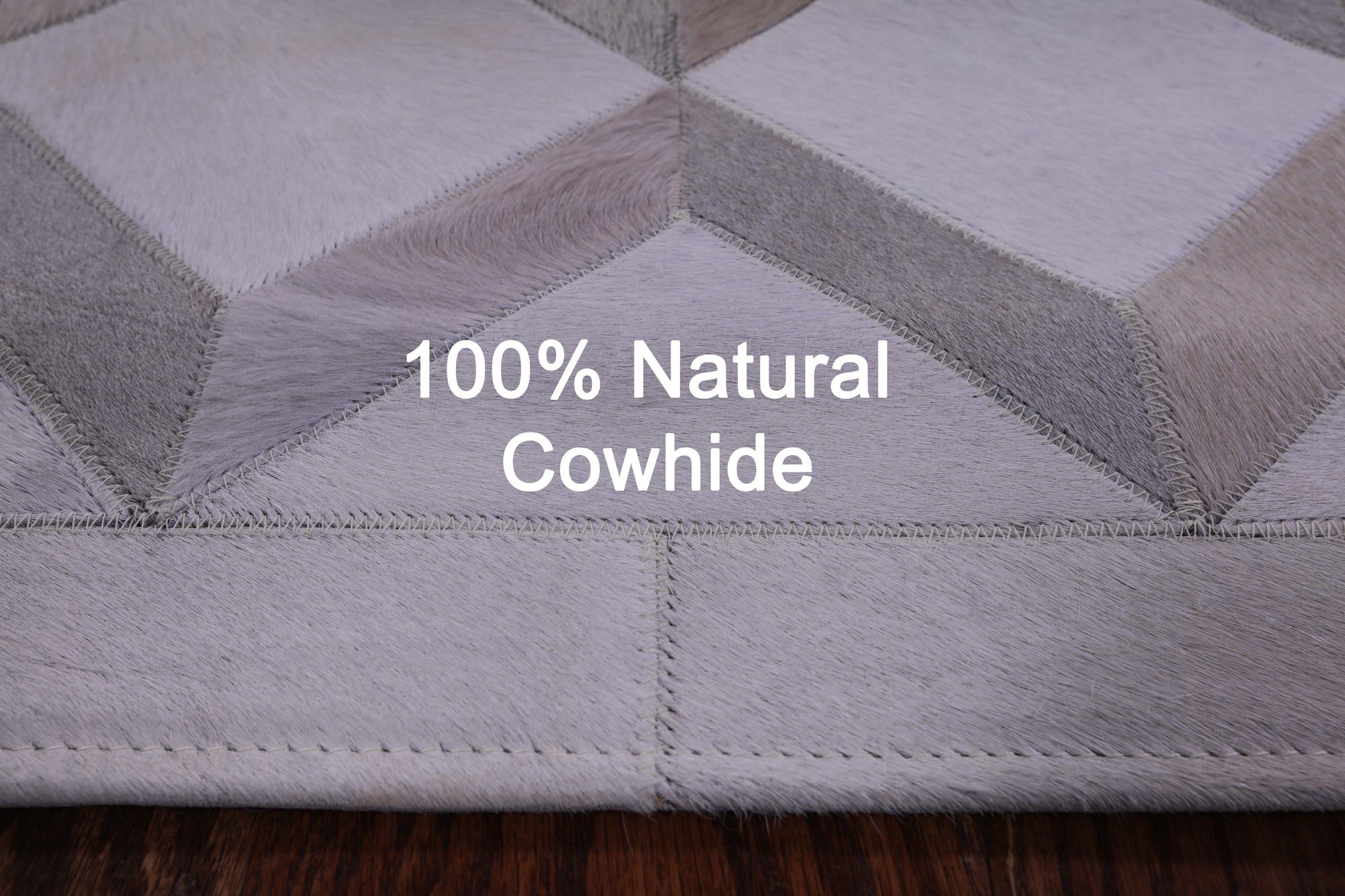 Brown & White Natural Cowhide Hand Stitched Patchwork Rug - 5' 0" X 6' 8" - Golden Nile