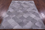 Lantern Tile Grey Natural Cowhide Hand Stitched Patchwork Rug - 4' 10" X 6' 7" - Golden Nile
