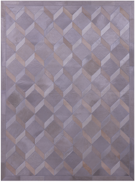 Grey Natural Cowhide Hand Stitched Patchwork Rug - 4' 11" X 6' 8" - Golden Nile