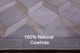 Grey Natural Cowhide Hand Stitched Patchwork Rug - 4' 11" X 6' 8" - Golden Nile