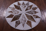 Brown & White Round Star Salt & Pepper Natural Cowhide Hand Stitched Patchwork Rug - 3' 3" X 3' 3" - Golden Nile
