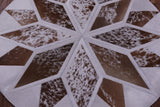 Brown & White Round Star Salt & Pepper Natural Cowhide Hand Stitched Patchwork Rug - 3' 3" X 3' 3" - Golden Nile