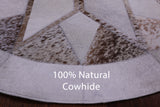 Brown Salt & Pepper Round Star Natural Cowhide Hand Stitched Patchwork Rug - 4' 0" X 4' 0" - Golden Nile