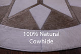 Brown & White Round Star Natural Cowhide Hand Stitched Patchwork Rug - 4' 0" X 4' 0" - Golden Nile