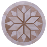 Brown Round Star Natural Cowhide Hand Stitched Patchwork Rug - 4' 0" X 4' 0" - Golden Nile