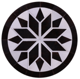 Brown & White Round Star Natural Cowhide Hand Stitched Patchwork Rug - 4' 0" X 4' 0" - Golden Nile