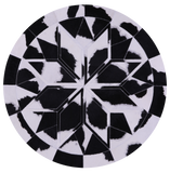 Black & White Round Star Natural Cowhide Hand Stitched Patchwork Rug - 4' 0" X 4' 0" - Golden Nile