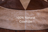 Brown Round Star Natural Cowhide Hand Stitched Patchwork Rug - 6' 6" X 6' 6" - Golden Nile