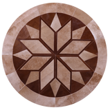 Brown Round Star Natural Cowhide Hand Stitched Patchwork Rug - 6' 6" X 6' 6" - Golden Nile