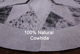 Black Salt & Pepper Round Star Natural Cowhide Hand Stitched Patchwork Rug - 5' 0" X 5' 0" - Golden Nile