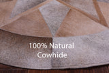 Brown Round Star Natural Cowhide Hand Stitched Patchwork Rug - 5' 0" X 5' 0" - Golden Nile