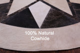 Brown Round Star Natural Cowhide Hand Stitched Patchwork Rug - 5' 0" X 5' 0" - Golden Nile