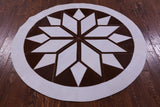 Brown & White Round Star Natural Cowhide Hand Stitched Patchwork Rug - 5' 0" X 5' 0" - Golden Nile