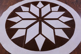 Brown & White Round Star Natural Cowhide Hand Stitched Patchwork Rug - 5' 0" X 5' 0" - Golden Nile