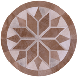 Brown Round Star Natural Cowhide Hand Stitched Patchwork Rug - 5' 0" X 5' 0" - Golden Nile