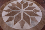 Brown Round Star Natural Cowhide Hand Stitched Patchwork Rug - 5' 0" X 5' 0" - Golden Nile
