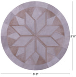 Brown Round Star Natural Cowhide Hand Stitched Patchwork Rug - 5' 0" X 5' 0" - Golden Nile