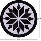 Black & White Round Star Natural Cowhide Hand Stitched Patchwork Rug - 5' 0" X 5' 0" - Golden Nile