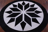 Black & White Round Star Natural Cowhide Hand Stitched Patchwork Rug - 5' 0" X 5' 0" - Golden Nile