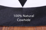 Black & White Round Star Natural Cowhide Hand Stitched Patchwork Rug - 5' 0" X 5' 0" - Golden Nile
