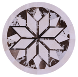 Brown & White Round Star Natural Cowhide Hand Stitched Patchwork Rug - 5' 0" X 5' 0" - Golden Nile