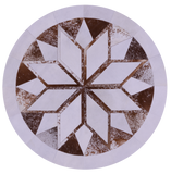 Brown & White Round Star Natural Cowhide Hand Stitched Patchwork Rug - 5' 0" X 5' 0" - Golden Nile