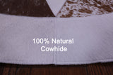 Brown & White Round Star Natural Cowhide Hand Stitched Patchwork Rug - 5' 0" X 5' 0" - Golden Nile