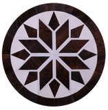 Brown & White Round Star Natural Cowhide Hand Stitched Patchwork Rug - 5' 0" X 5' 0" - Golden Nile