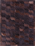 Brown Dyed Natural Cowhide Hand Stitched Patchwork Rug - 6' 0" X 7' 5"