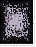 Black & White Natural Cowhide Hand Stitched Patchwork Rug - 6' 0" X 7' 5"