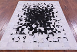 Black & White Natural Cowhide Hand Stitched Patchwork Rug - 5' 0" X 6' 7"