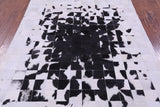 Black & White Natural Cowhide Hand Stitched Patchwork Rug - 5' 0" X 6' 7"