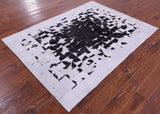 Black & White Natural Cowhide Hand Stitched Patchwork Rug - 5' 0" X 6' 7"