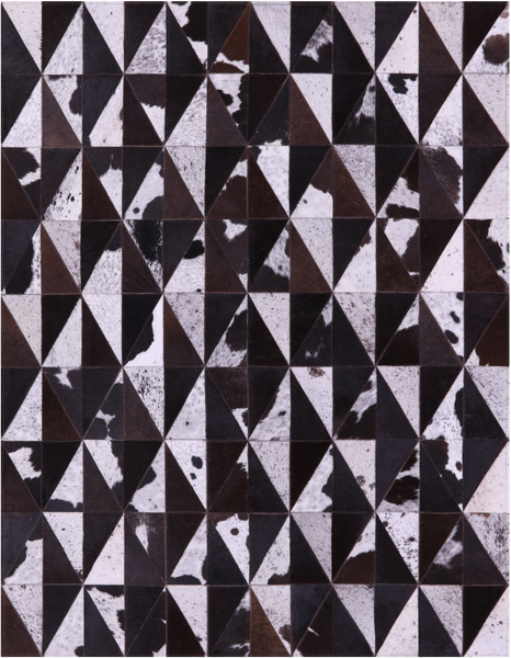 Brown Salt & Pepper Natural Cowhide Hand Stitched Patchwork Rug - 5' 0" X 6' 5"