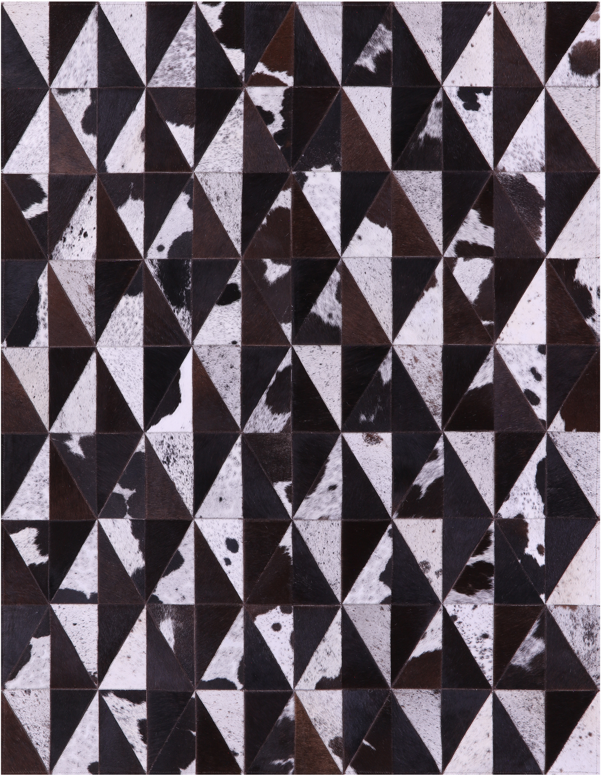 Brown Salt & Pepper Natural Cowhide Hand Stitched Patchwork Rug - 5' 0" X 6' 5"