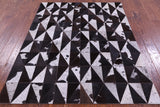 Brown Salt & Pepper Natural Cowhide Hand Stitched Patchwork Rug - 5' 0" X 6' 5"