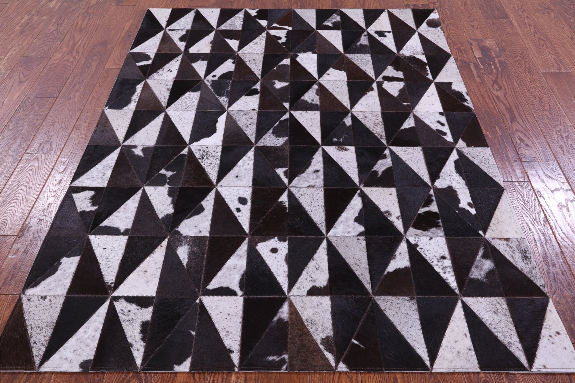 Brown Salt & Pepper Natural Cowhide Hand Stitched Patchwork Rug - 5' 0" X 6' 5"