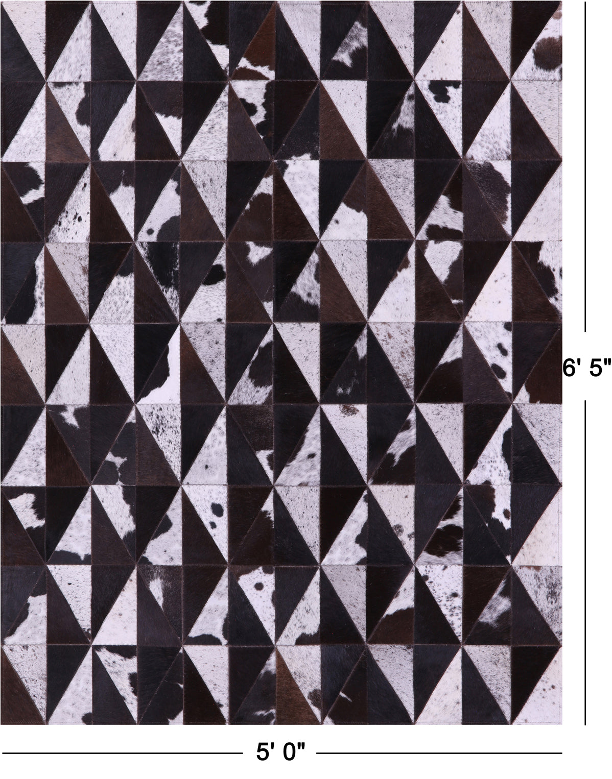 Brown Salt & Pepper Natural Cowhide Hand Stitched Patchwork Rug - 5' 0" X 6' 5"