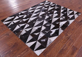 Brown Salt & Pepper Natural Cowhide Hand Stitched Patchwork Rug - 5' 0" X 6' 5"