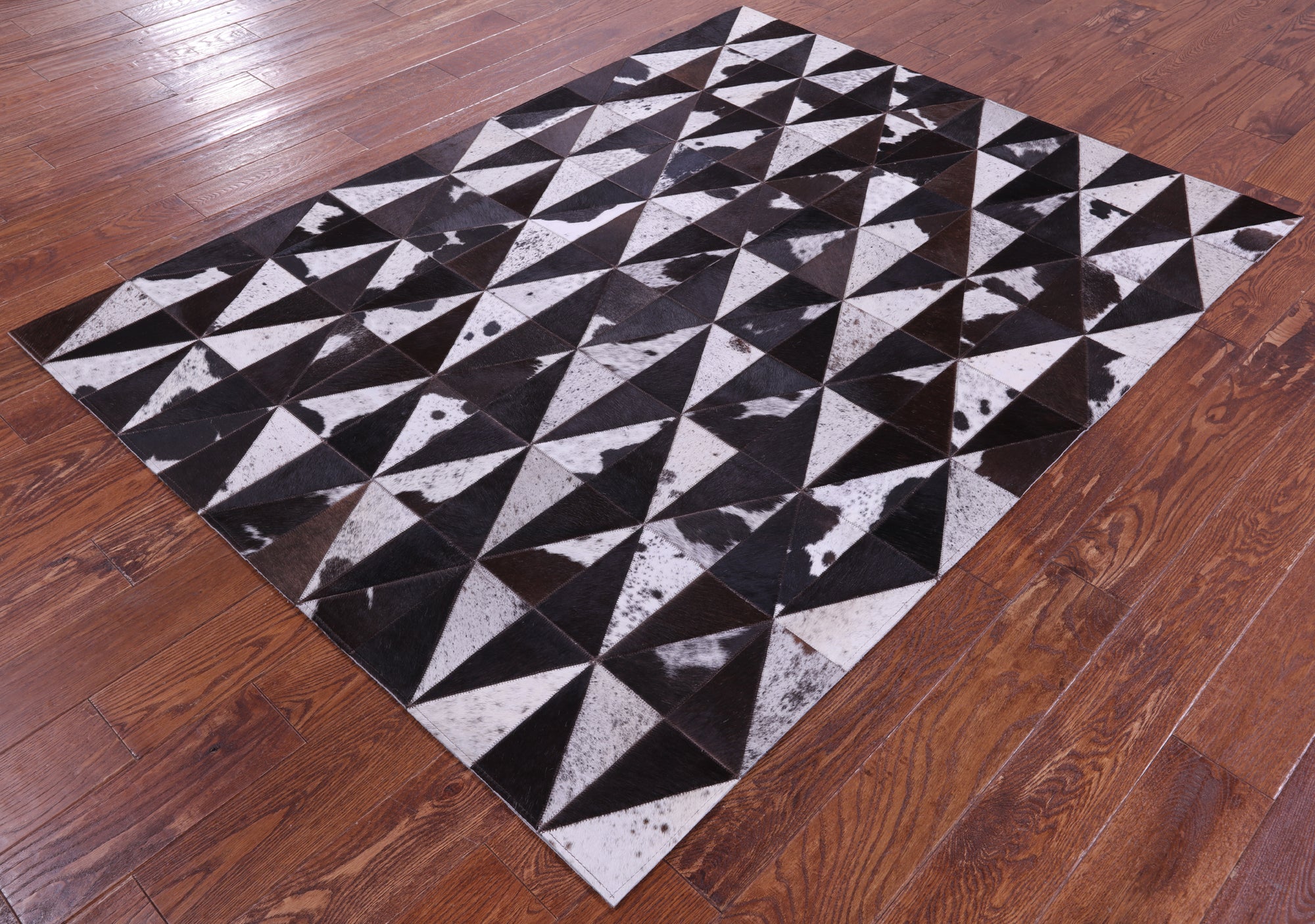 Brown Salt & Pepper Natural Cowhide Hand Stitched Patchwork Rug - 5' 0" X 6' 5"