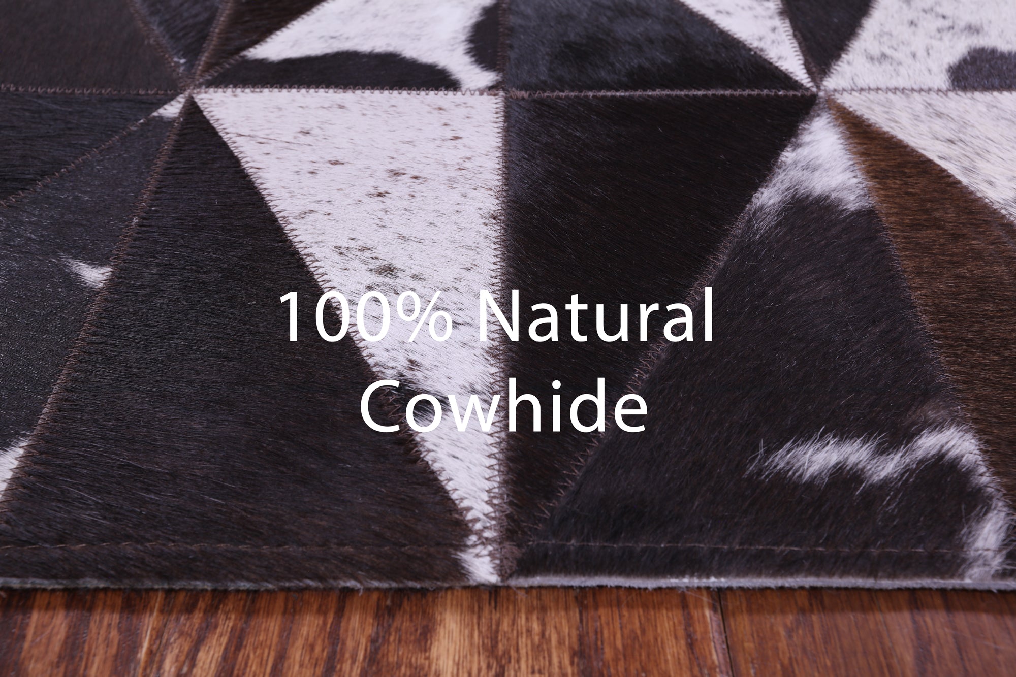Brown Salt & Pepper Natural Cowhide Hand Stitched Patchwork Rug - 5' 0" X 6' 5"