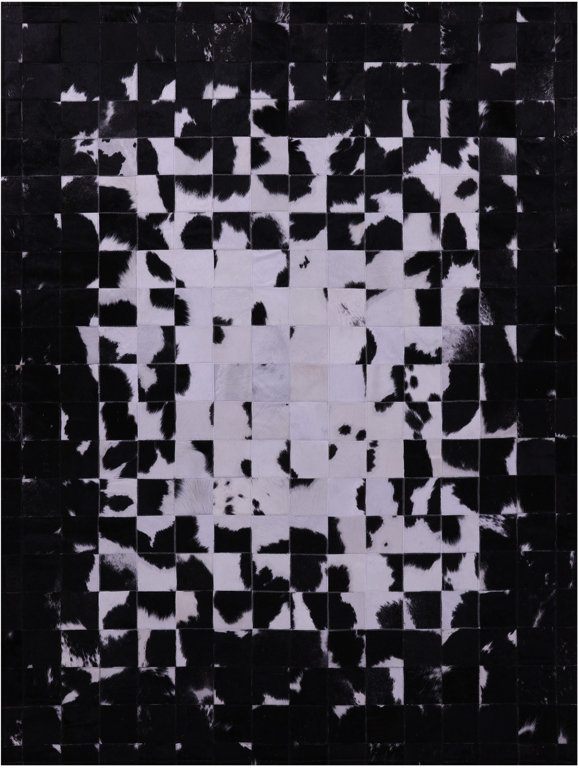 Black & White Natural Cowhide Hand Stitched Patchwork Rug - 5' 0" X 6' 7"