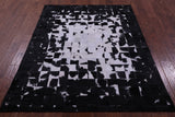 Black & White Natural Cowhide Hand Stitched Patchwork Rug - 5' 0" X 6' 7"