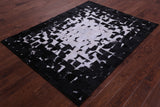 Black & White Natural Cowhide Hand Stitched Patchwork Rug - 5' 0" X 6' 7"