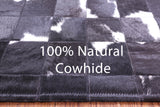 Black & White Natural Cowhide Hand Stitched Patchwork Rug - 5' 0" X 6' 7"