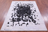 Black & White Natural Cowhide Hand Stitched Patchwork Rug - 5' 0" X 6' 7"