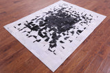 Black & White Natural Cowhide Hand Stitched Patchwork Rug - 5' 0" X 6' 7"
