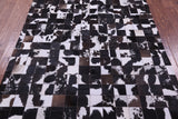Brown & White Natural Cowhide Hand Stitched Patchwork Rug - 5' 0" X 6' 7"