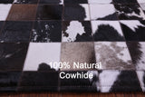 Brown & White Natural Cowhide Hand Stitched Patchwork Rug - 5' 0" X 6' 7"