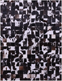 Brown & White Natural Cowhide Hand Stitched Patchwork Rug - 5' 0" X 6' 7"